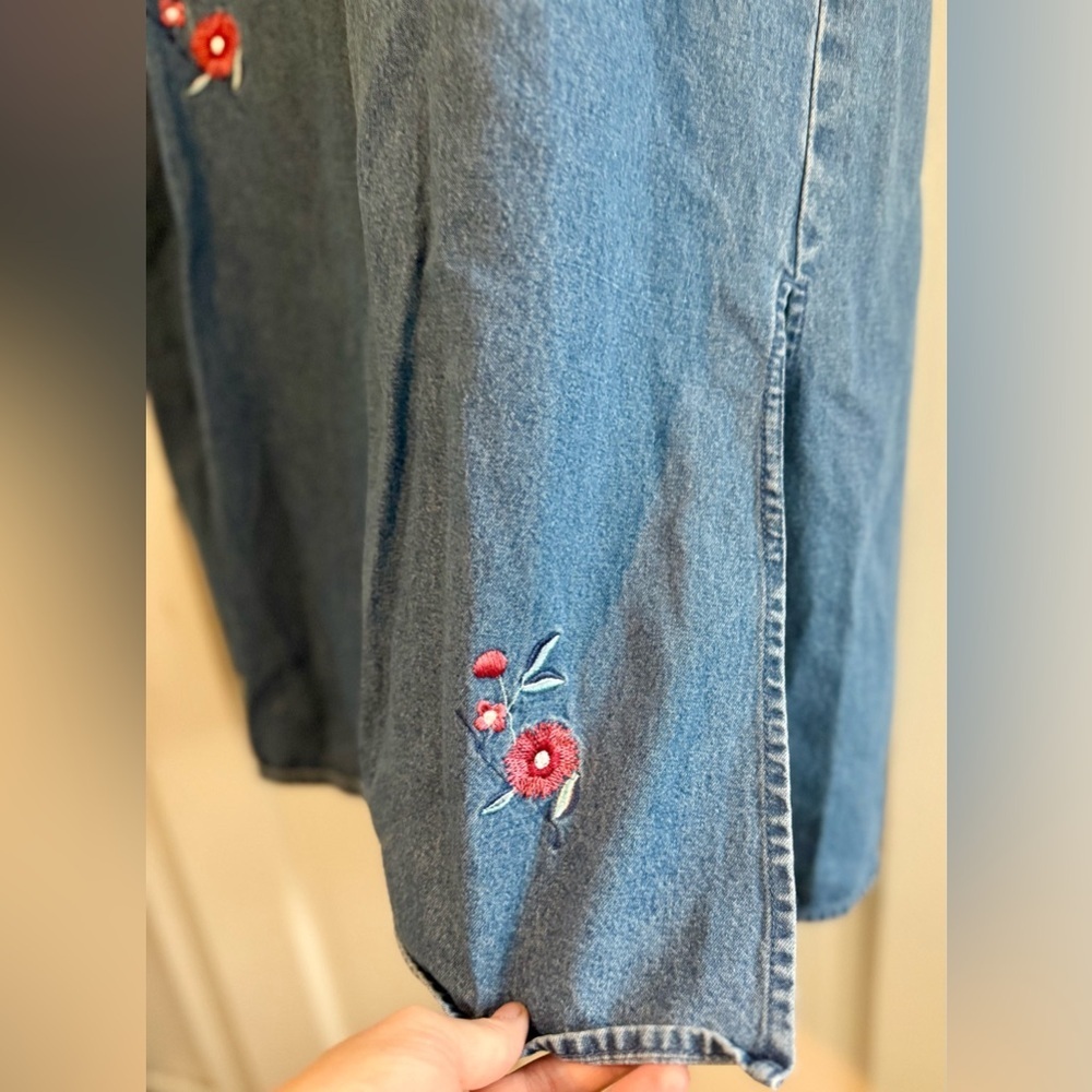 Agapo Vintage 90s Flower Blue Denim Dress, Size S - Picture 7 of 10